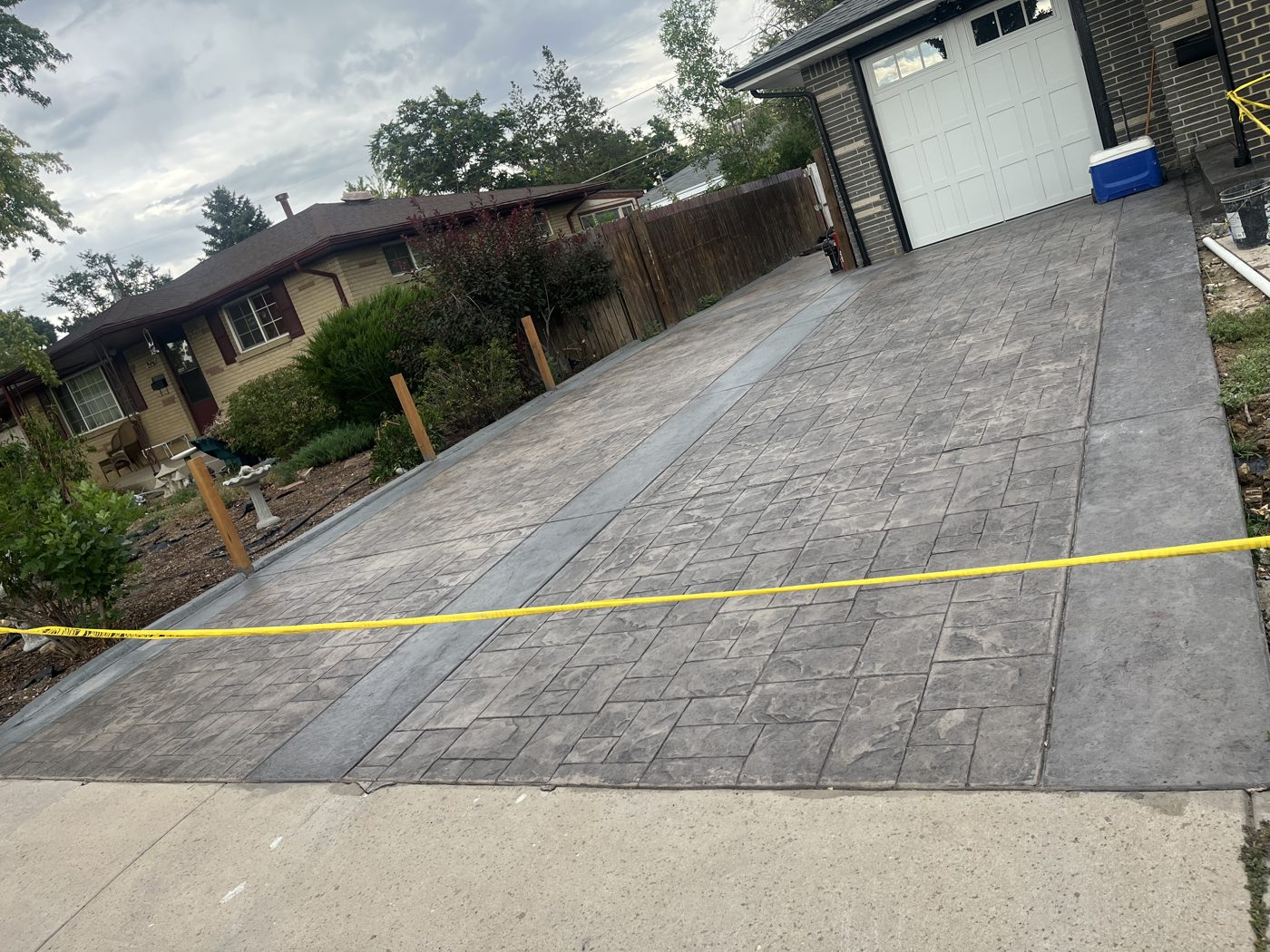 New stamped concrete driveway in Denver metro